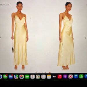 Bardot Satin Maxi Slip Dress in Pale Yellow